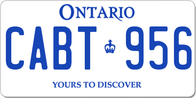 ON license plate CABT956