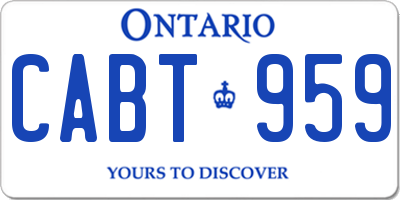 ON license plate CABT959