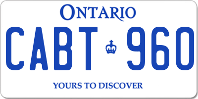 ON license plate CABT960