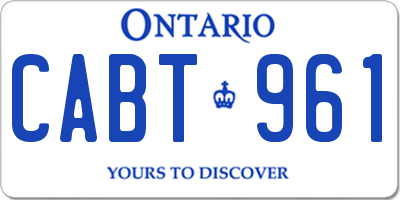 ON license plate CABT961