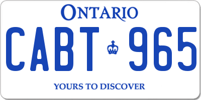 ON license plate CABT965