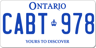 ON license plate CABT978