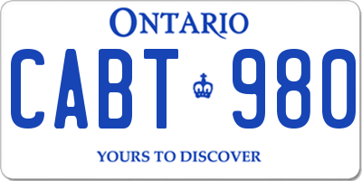 ON license plate CABT980