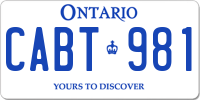 ON license plate CABT981