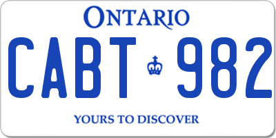 ON license plate CABT982