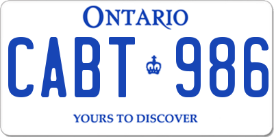 ON license plate CABT986