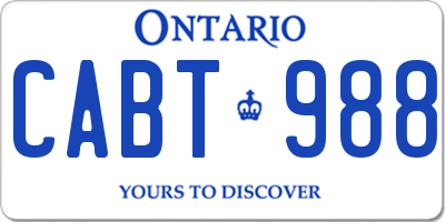 ON license plate CABT988