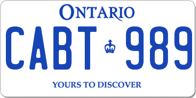 ON license plate CABT989