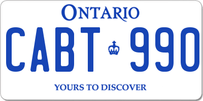 ON license plate CABT990