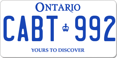 ON license plate CABT992