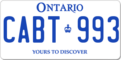 ON license plate CABT993