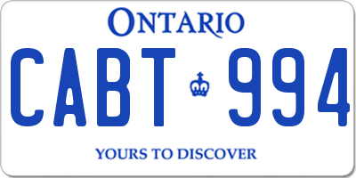 ON license plate CABT994