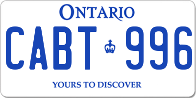 ON license plate CABT996