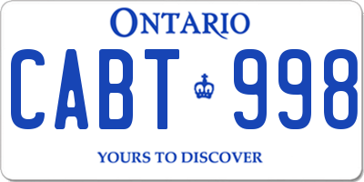 ON license plate CABT998