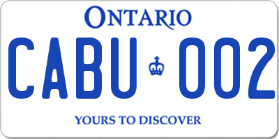 ON license plate CABU002