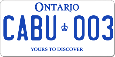 ON license plate CABU003