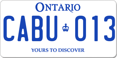 ON license plate CABU013