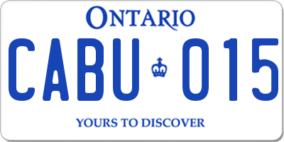 ON license plate CABU015