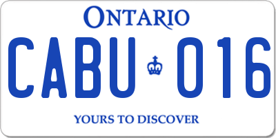 ON license plate CABU016