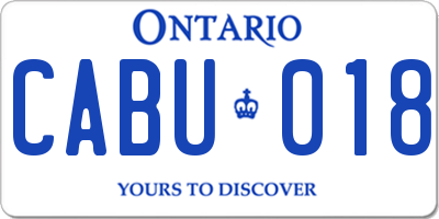 ON license plate CABU018