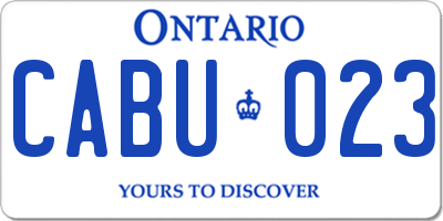 ON license plate CABU023