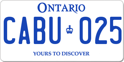 ON license plate CABU025