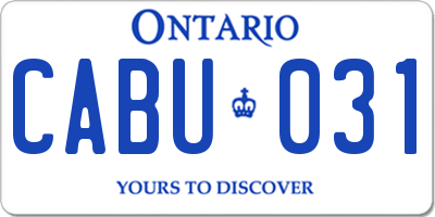 ON license plate CABU031