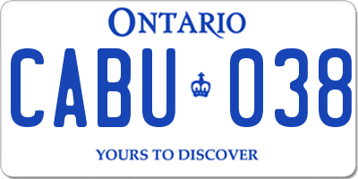 ON license plate CABU038