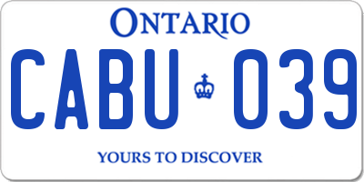 ON license plate CABU039