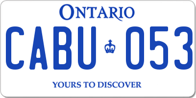 ON license plate CABU053