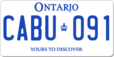 ON license plate CABU091