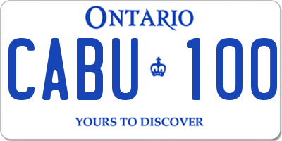 ON license plate CABU100