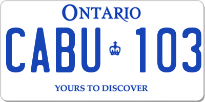 ON license plate CABU103