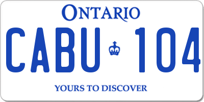 ON license plate CABU104