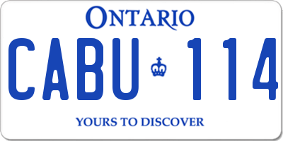 ON license plate CABU114