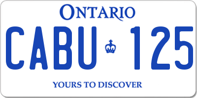 ON license plate CABU125