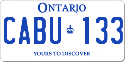 ON license plate CABU133