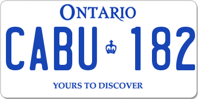 ON license plate CABU182