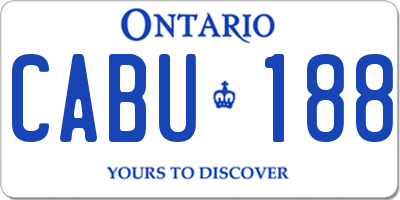 ON license plate CABU188