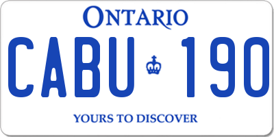 ON license plate CABU190