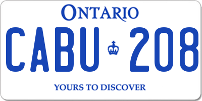 ON license plate CABU208