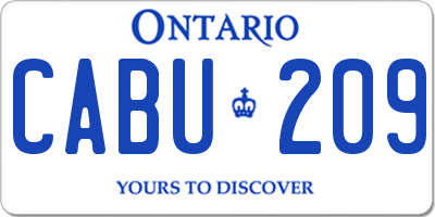 ON license plate CABU209