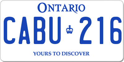 ON license plate CABU216