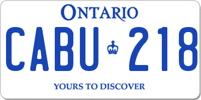 ON license plate CABU218