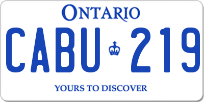 ON license plate CABU219