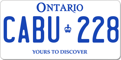 ON license plate CABU228