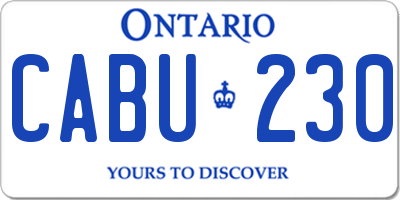 ON license plate CABU230