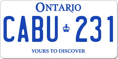 ON license plate CABU231