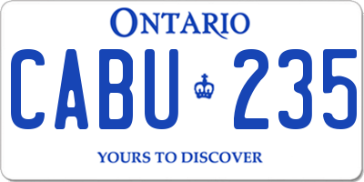 ON license plate CABU235