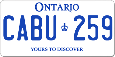 ON license plate CABU259